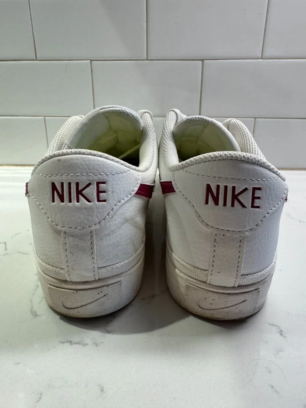 Nike Court Legacy Next Nature White Rosewood Leather Low Top Lace Up Sneakers Me